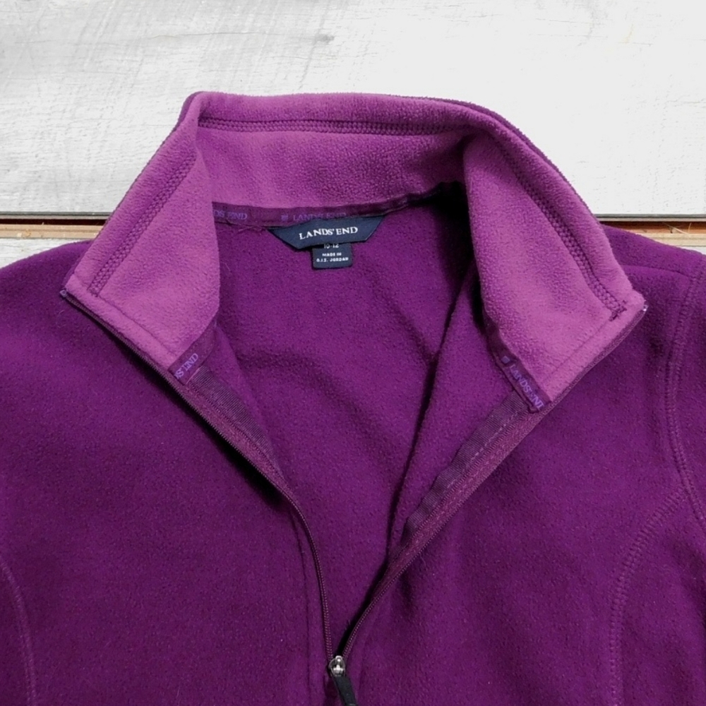 WMNS LAND END PURPLE FLEECE 1/2 ZIP PULLOVER TOP - Picture 3 of 7